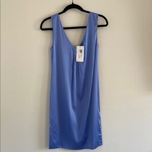 Michelle Farmer Periwinkle VNeck Slip Mini Dress Silk NWT women’s XS